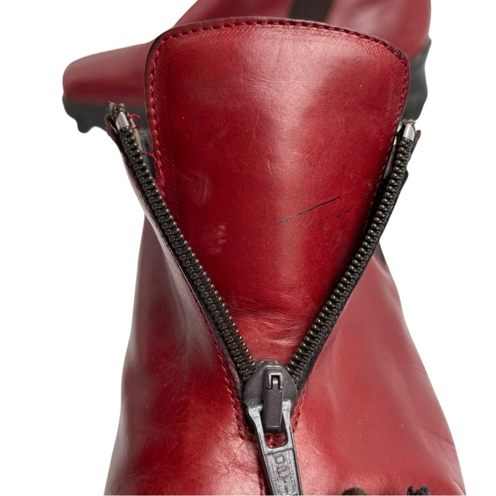 Vintage Donald J Pliner Agnes Red Calf Leather Zip Shoes Size 6M Made in Italy - Picture 11 of 16